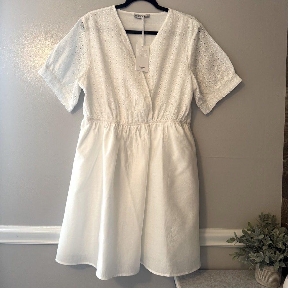 Grace Karin NWT Eyelet White V-Neck Women’s XL Dress